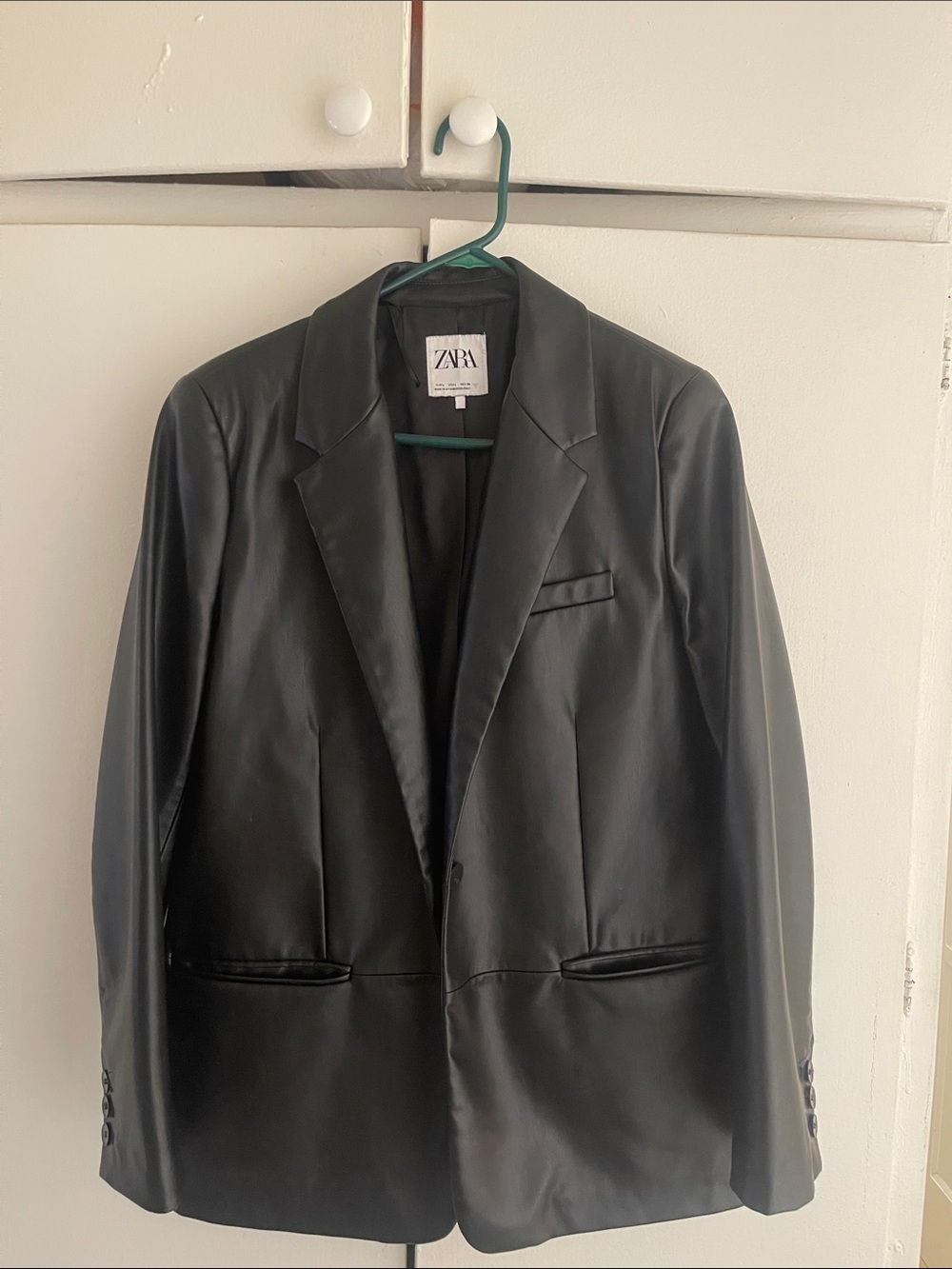 ZARA Black Faux-Leather Men's Blazer